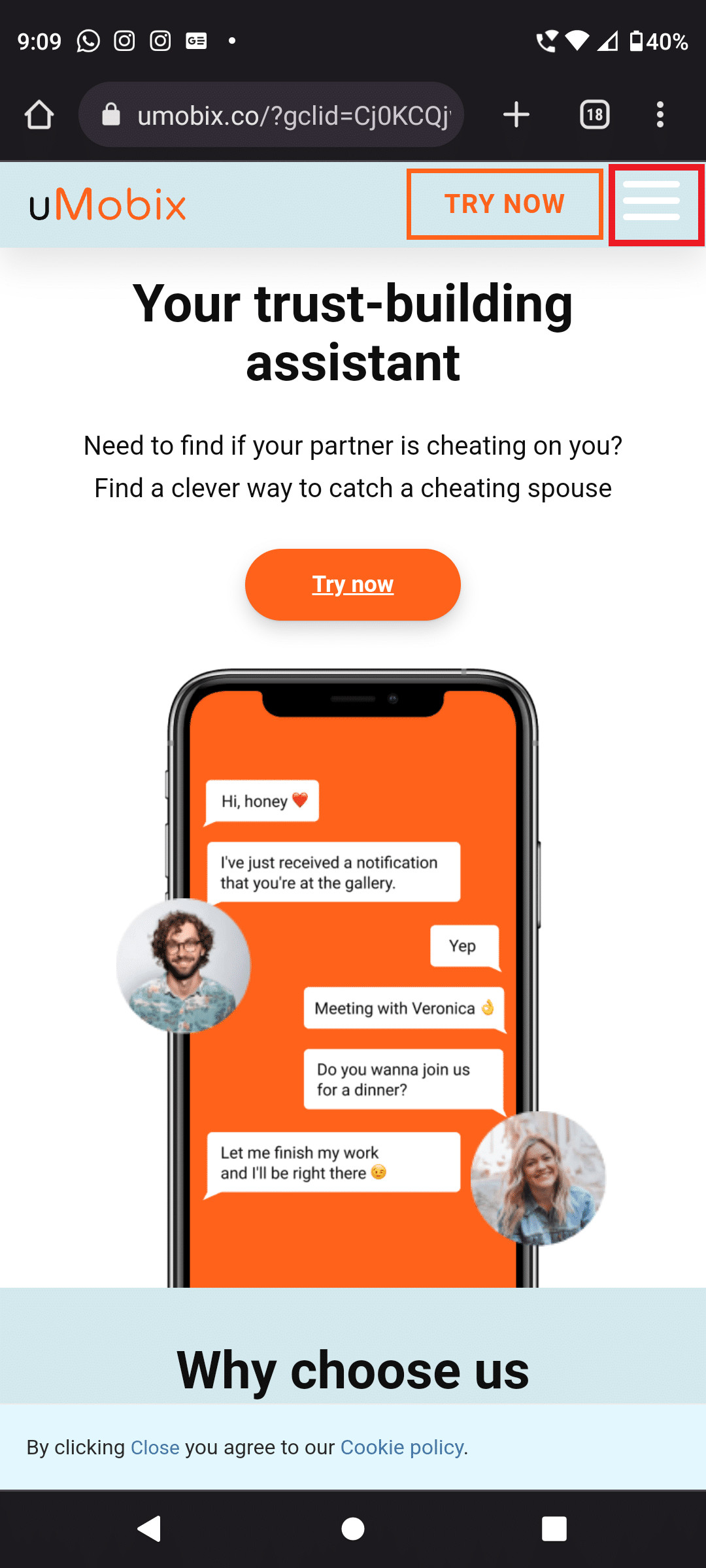 Tap on the three line | how to install uMobix on Android