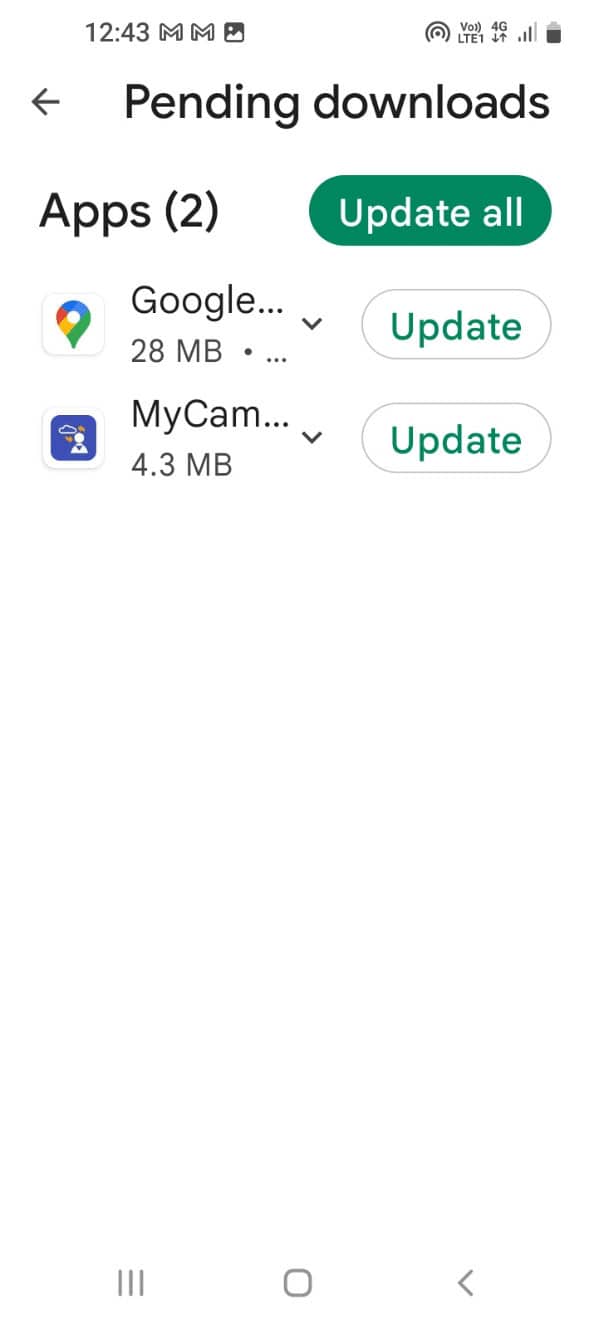 Tap on the Update button next to the Snapchat app