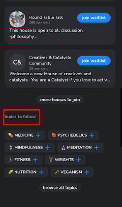  Tap on topics to follow