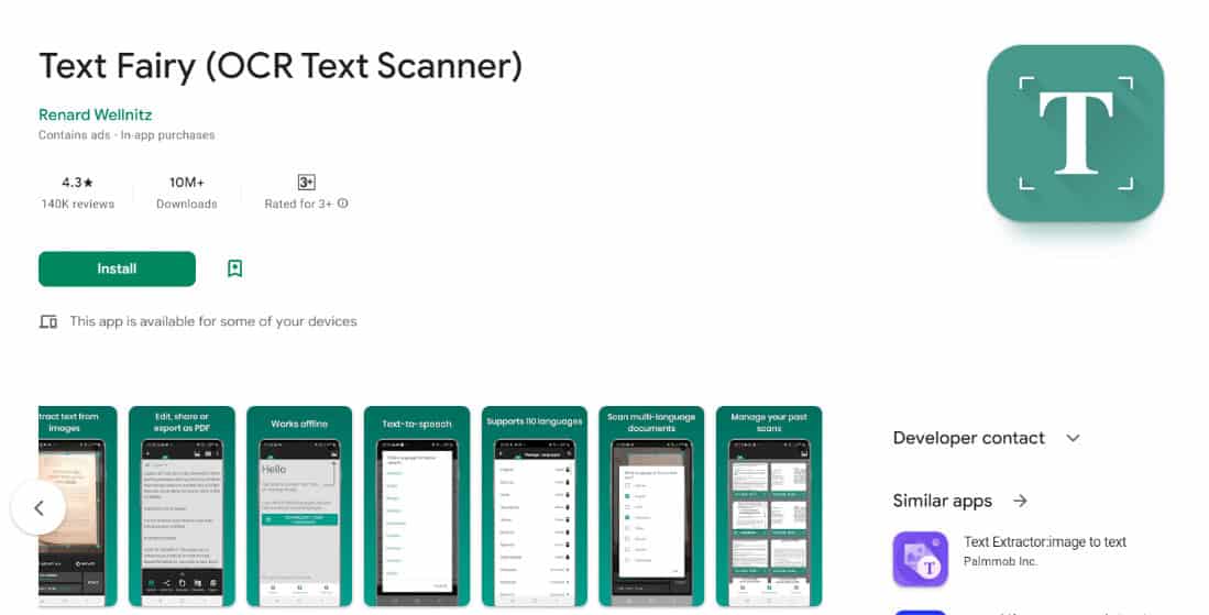 Text Fairy. Top 10 Best Image to Text App for Android