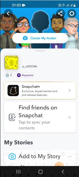 The name on your profile page is altered. How to Send Invisible Text on Snapchat