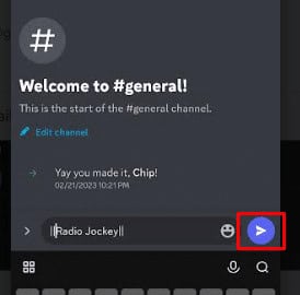 Then tap on the blue arrow icon to post your message on Discord 
