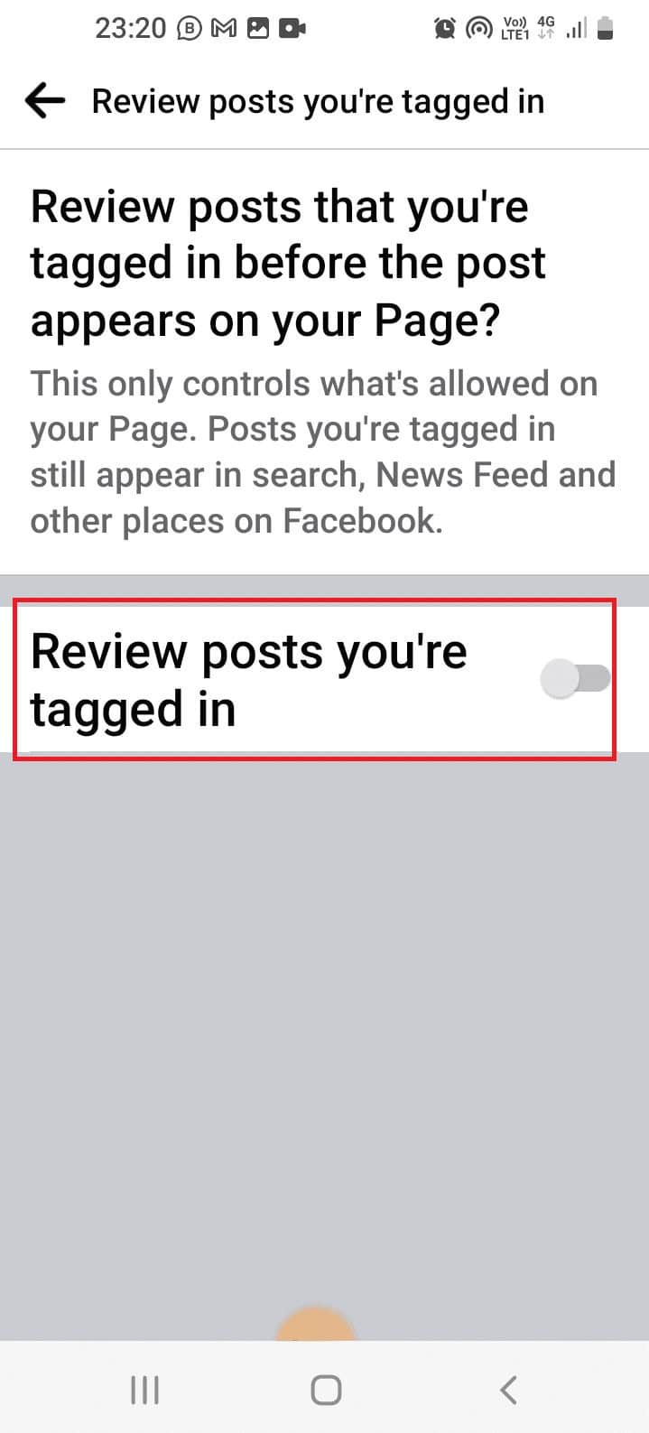 Toggle on the Review posts youre tagged in setting