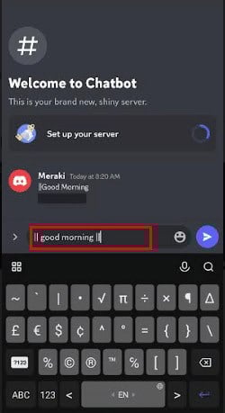 Type the two vertical bars and the message you wish to send | How to Hide Images on Discord Mobile