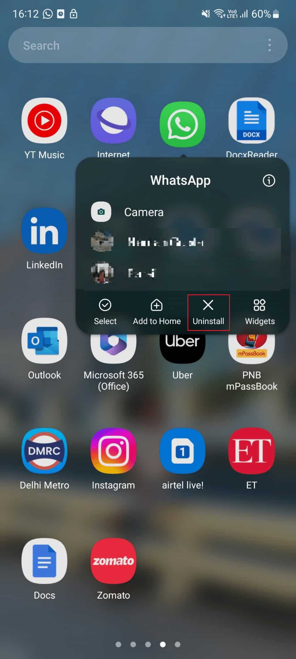 uninstall whatsapp
