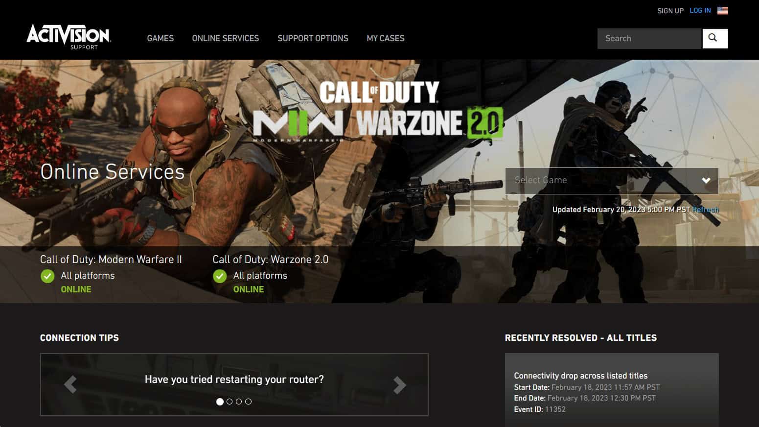 Verify Activision Online Services Status 