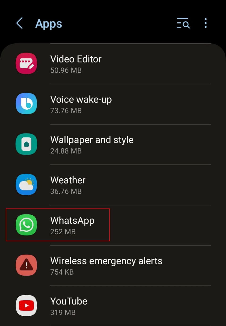 Swipe down and tap on WhatsApp