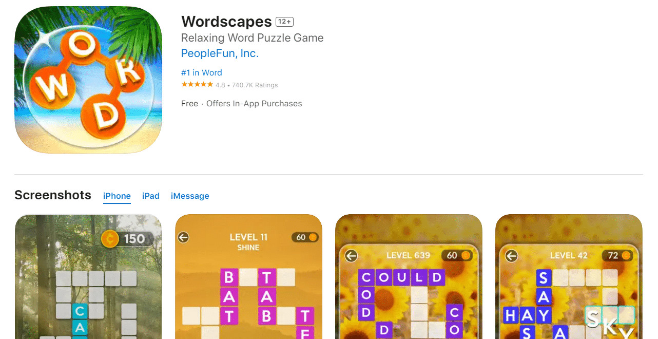 Wordscapes. 37 Best Offline iPhone Games for Free