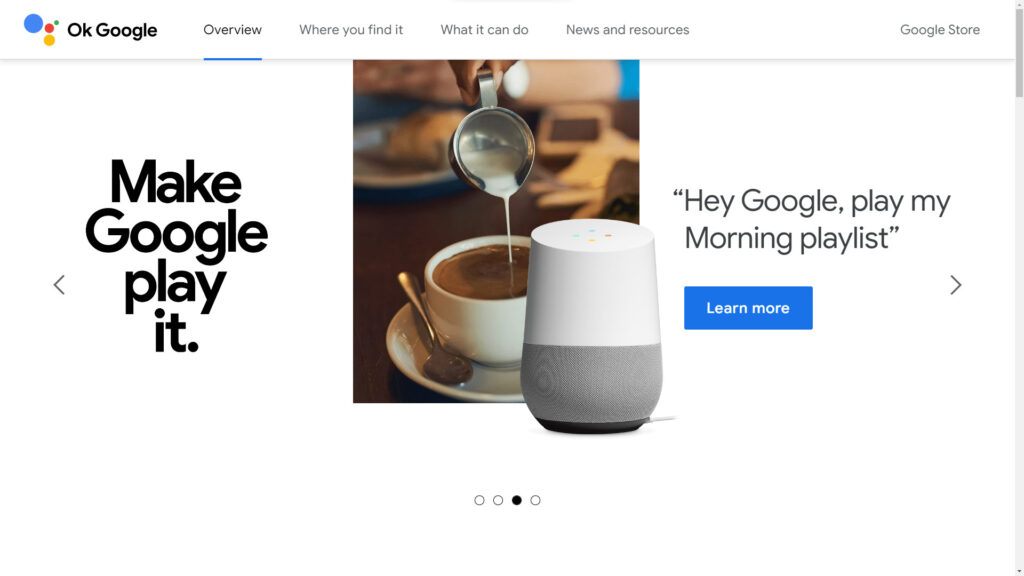 Google Assistant webpage