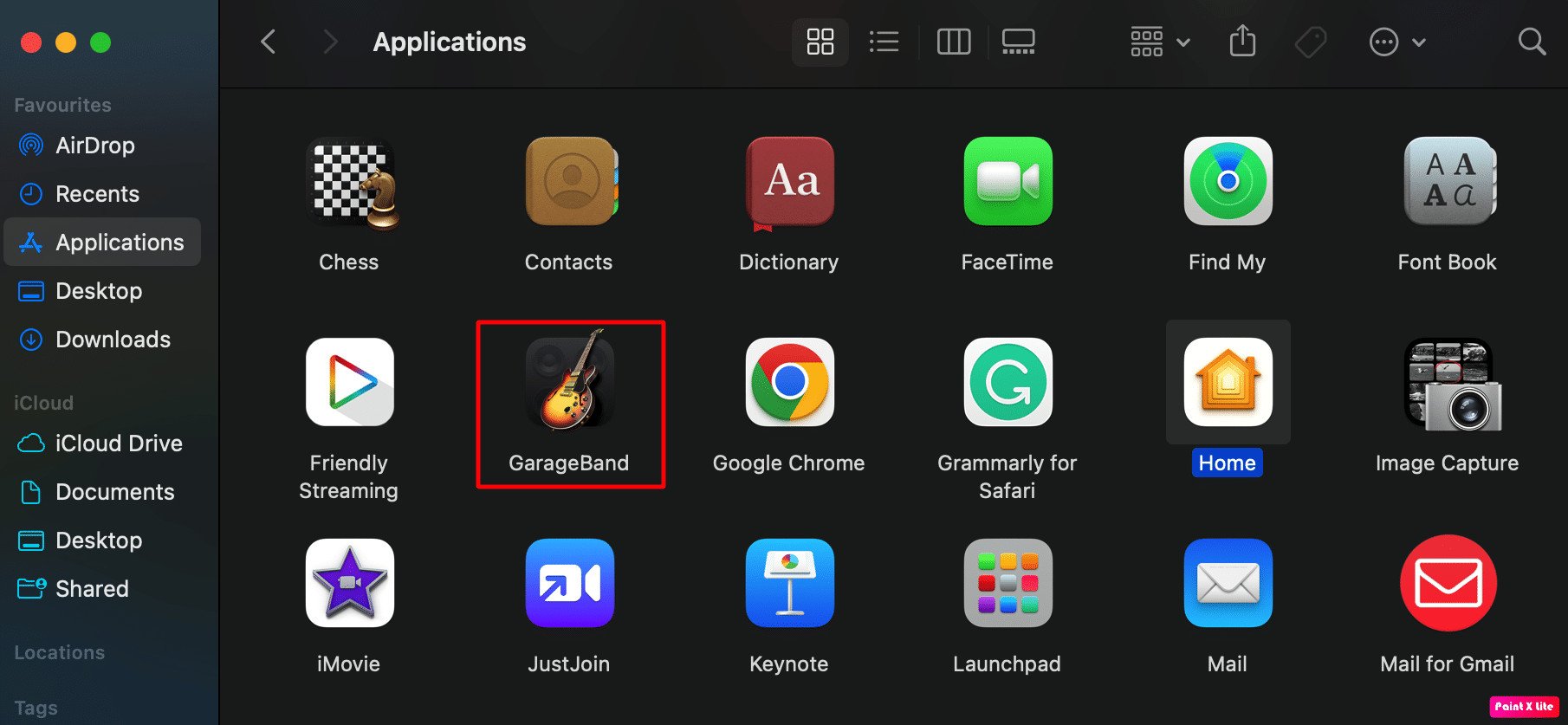 navigate to garageband