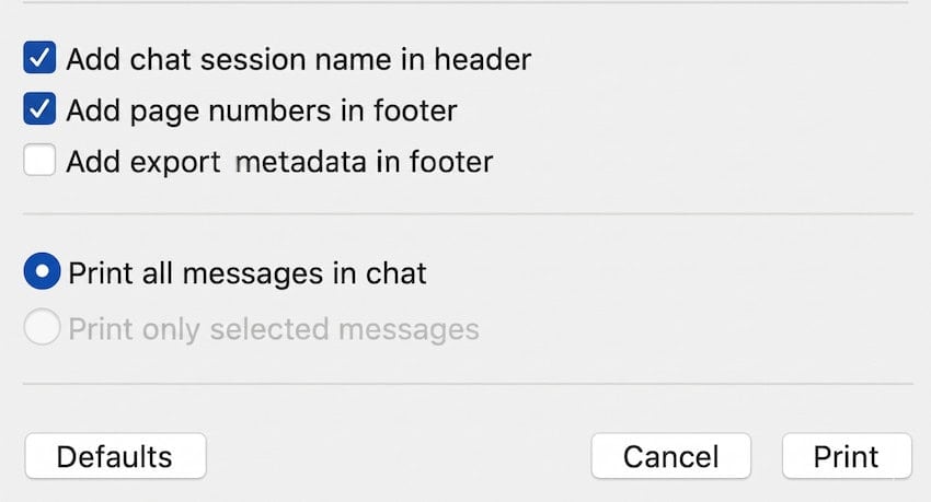 Print the Conversation to PDF