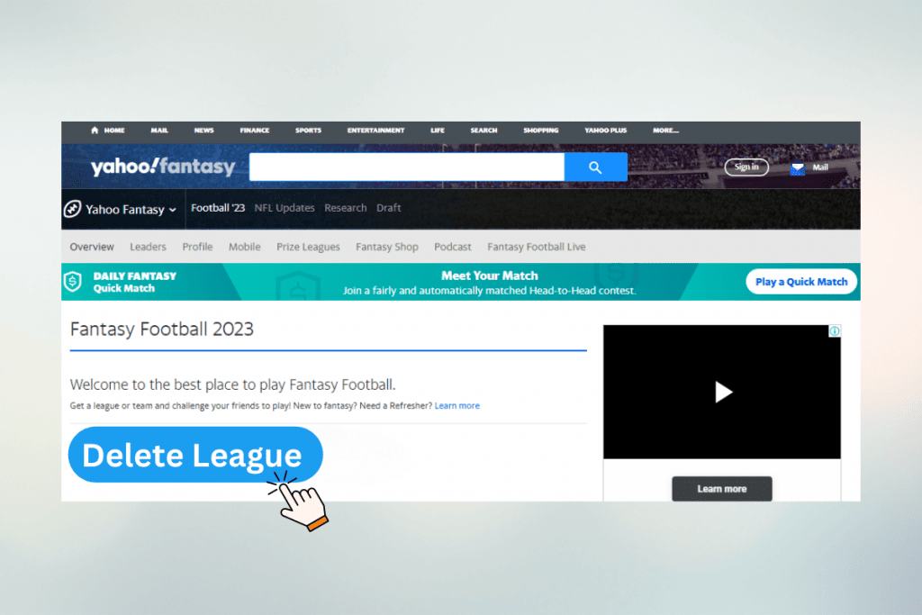 How to delete a Yahoo Fantasy Football account