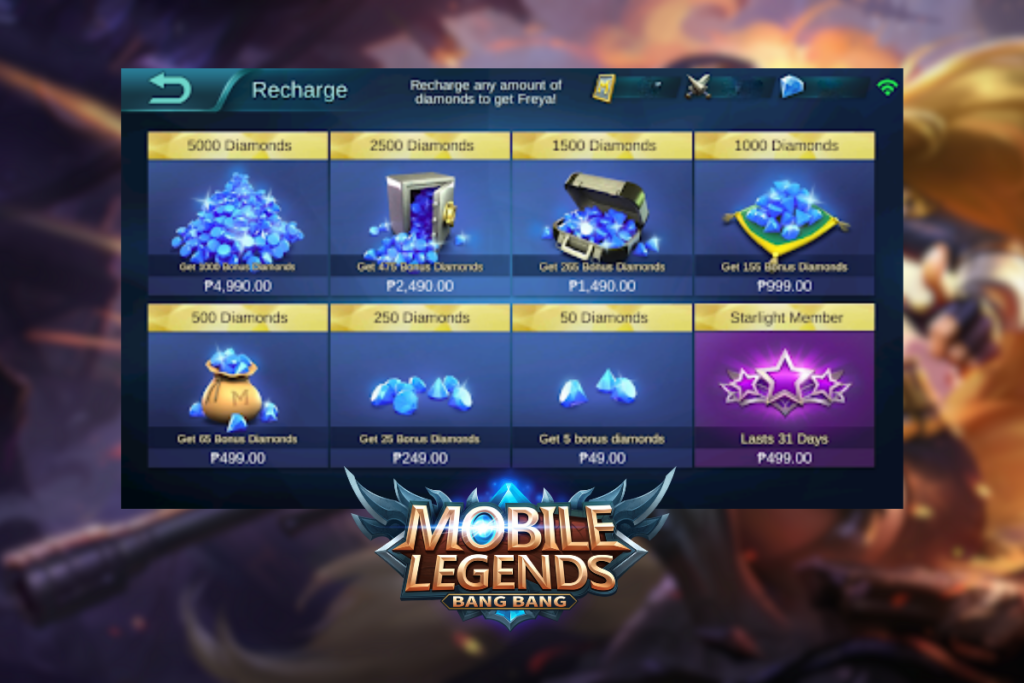 How to recharge diamonds in Mobile Legends