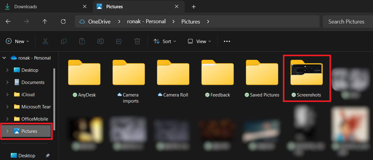 Click on Pictures from the left menu. Select Screenshots