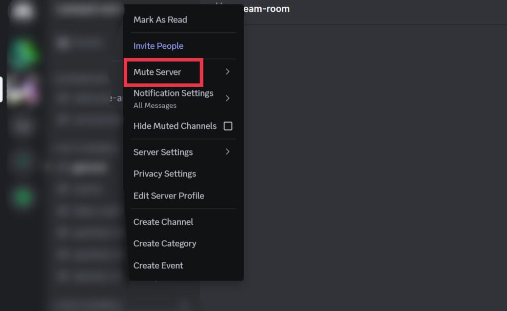 select Mute Server
