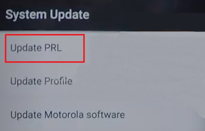 tap on Update PRL under System update