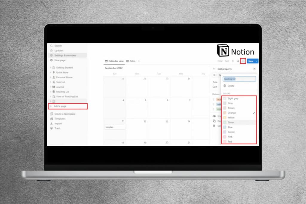 How to Color Code Calendar on Notion