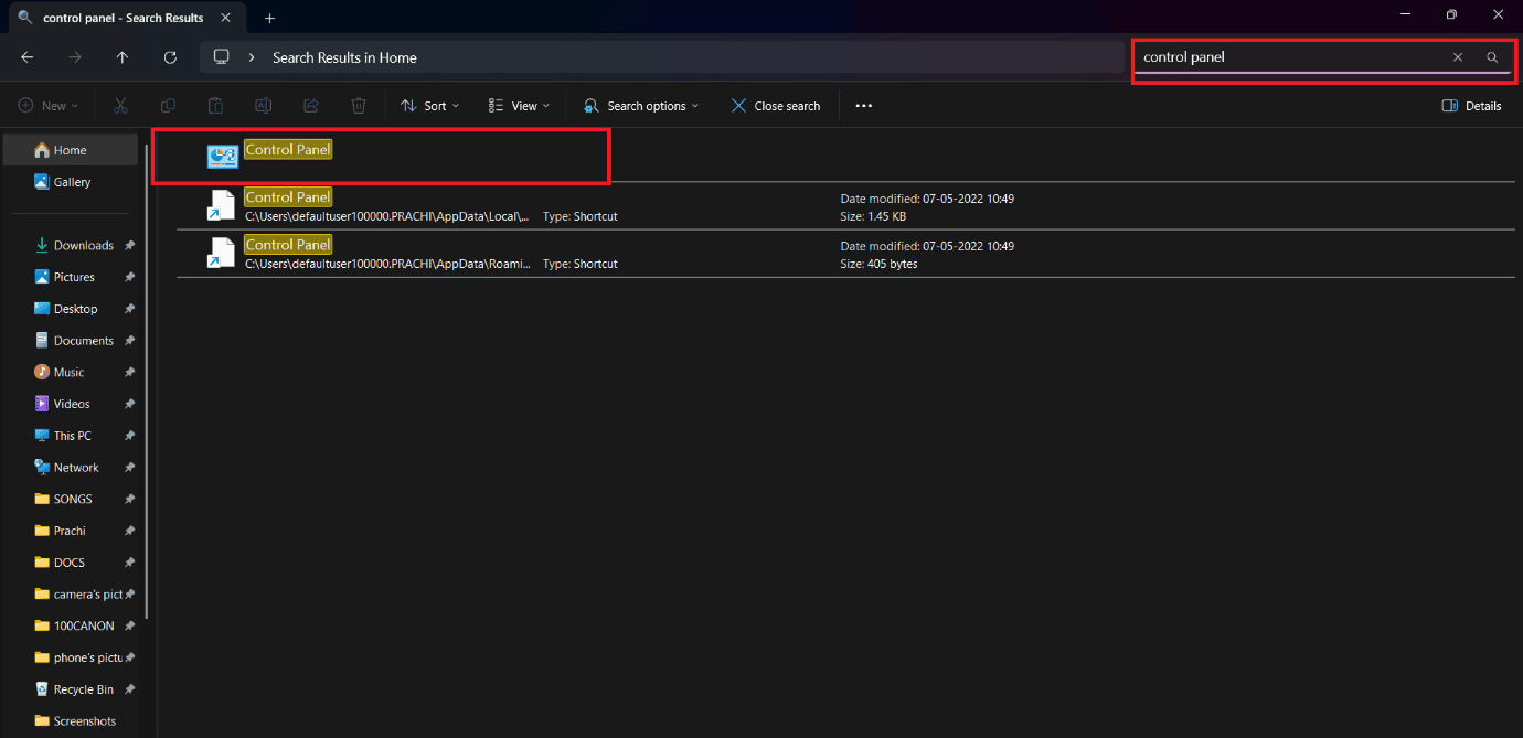 click on Control Panel 