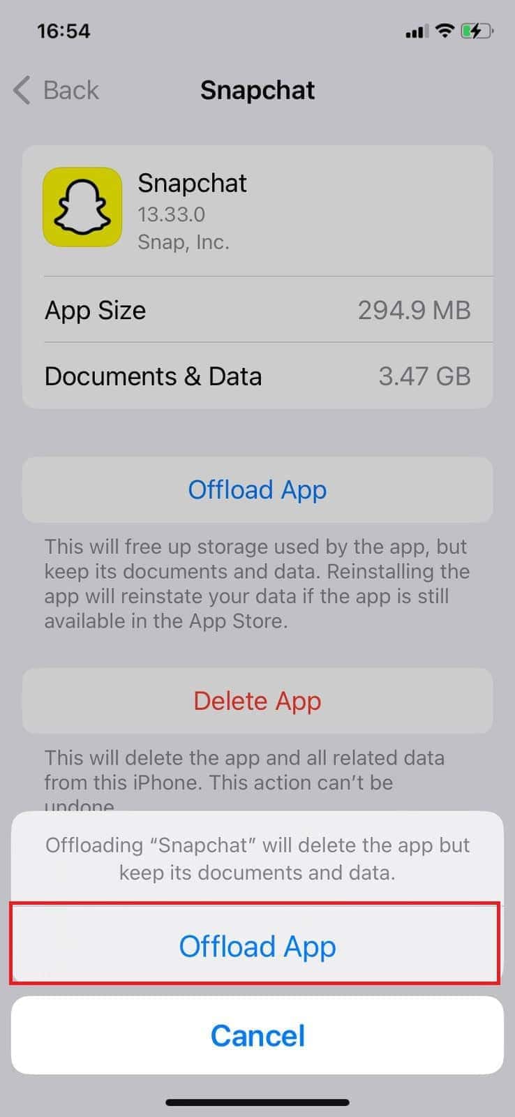 tap on Offload App