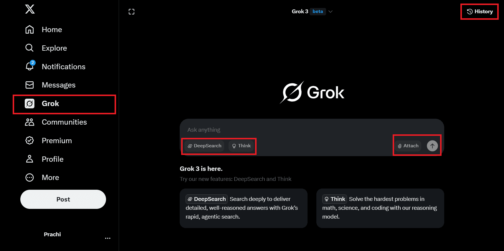click on Grok