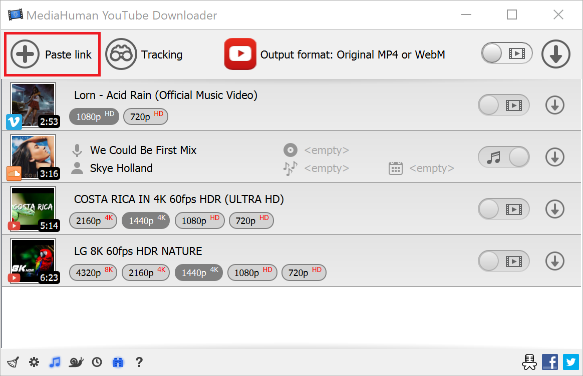 click on Paste link 
