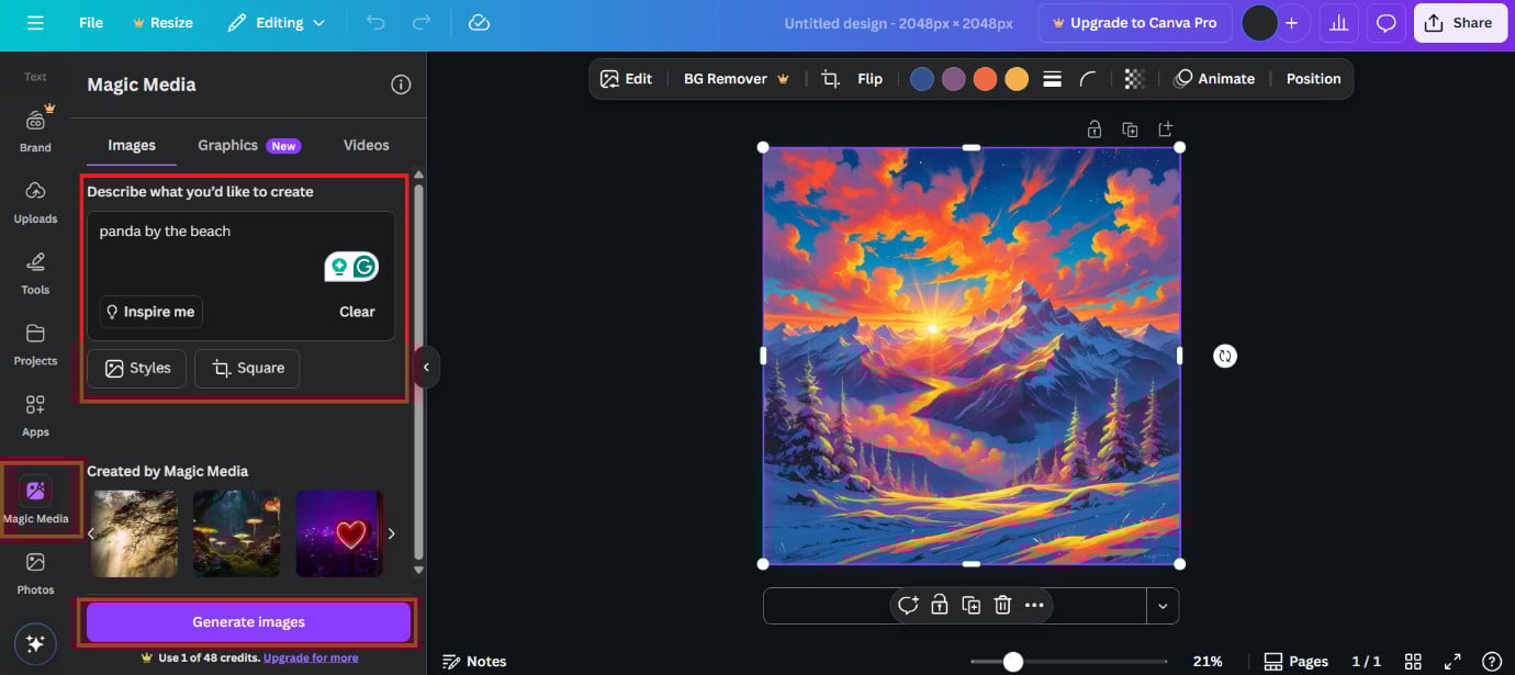 select Generate images