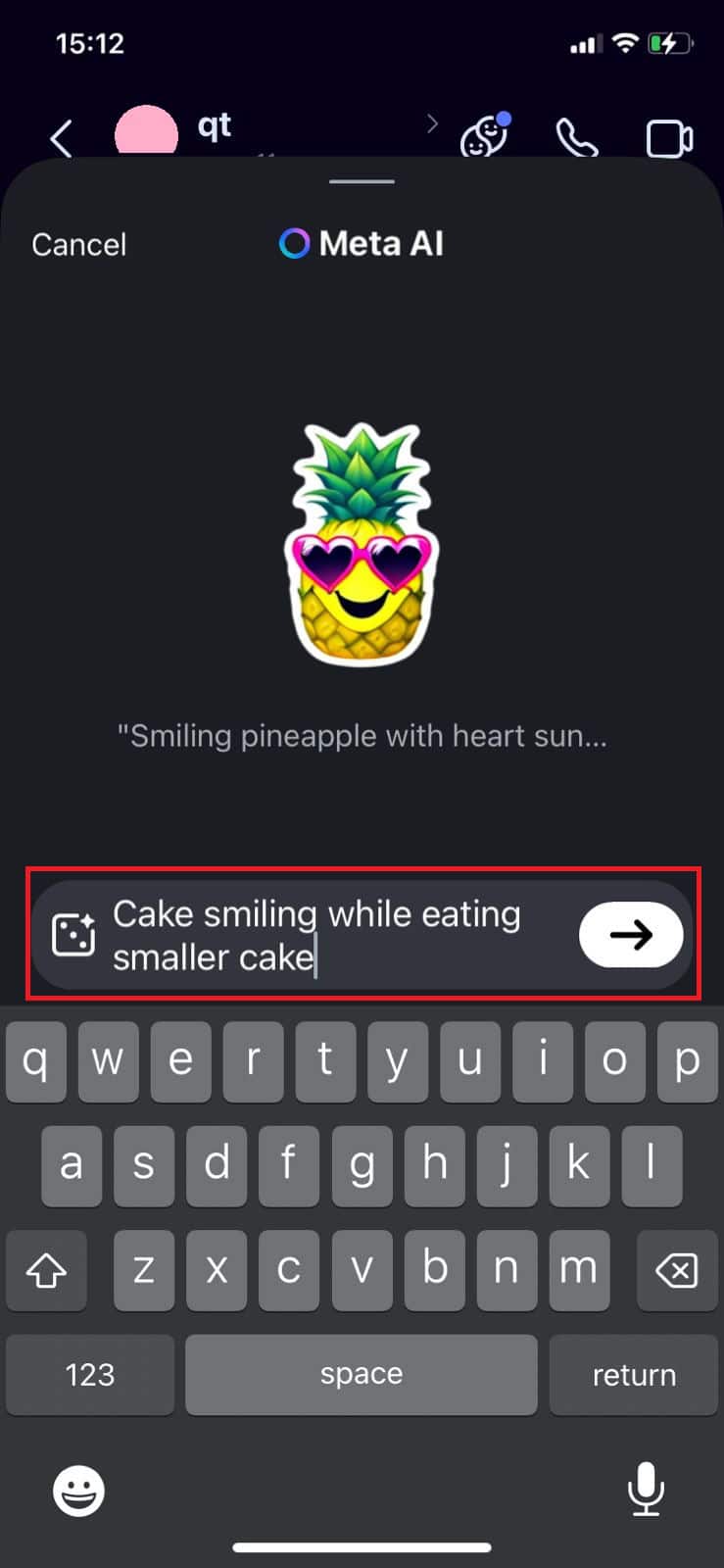 select the arrow icon