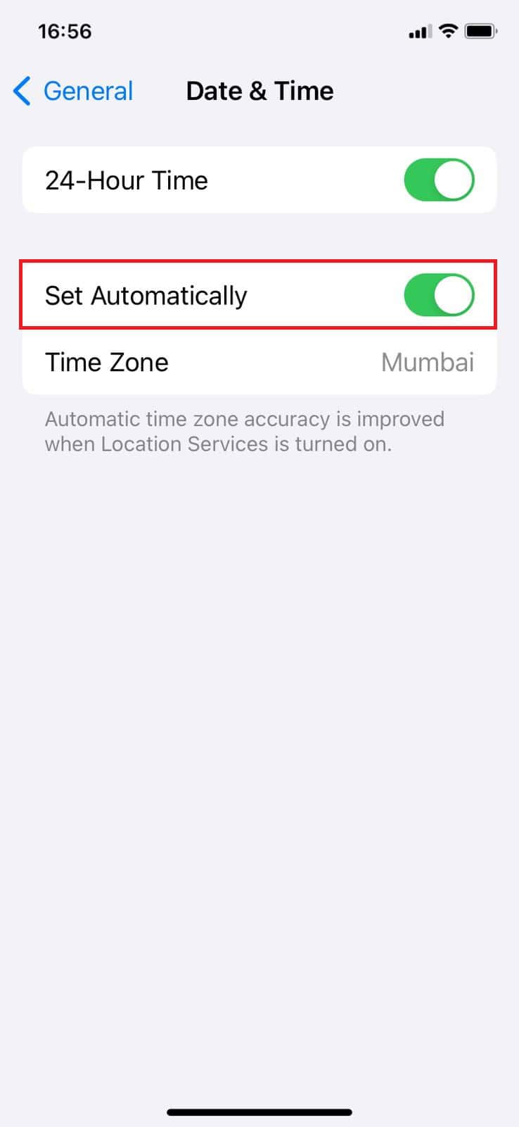 turn the toggle on for Set Automatically