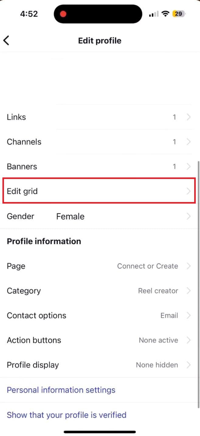 tap on Edit grid