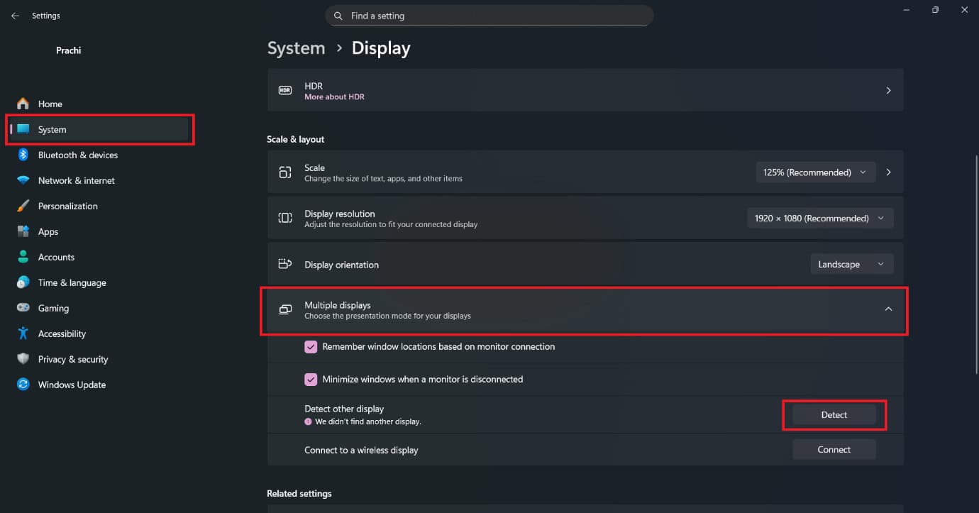 Click on Detect