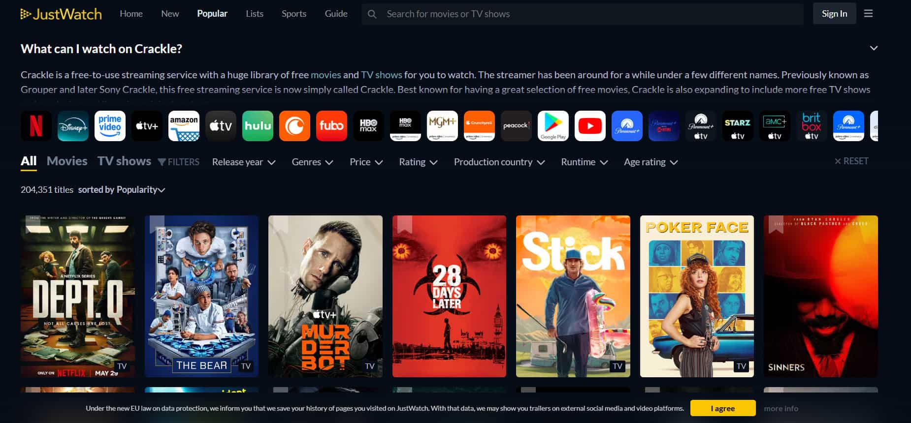 Crackle | Best 123Movies Alternatives in 2025