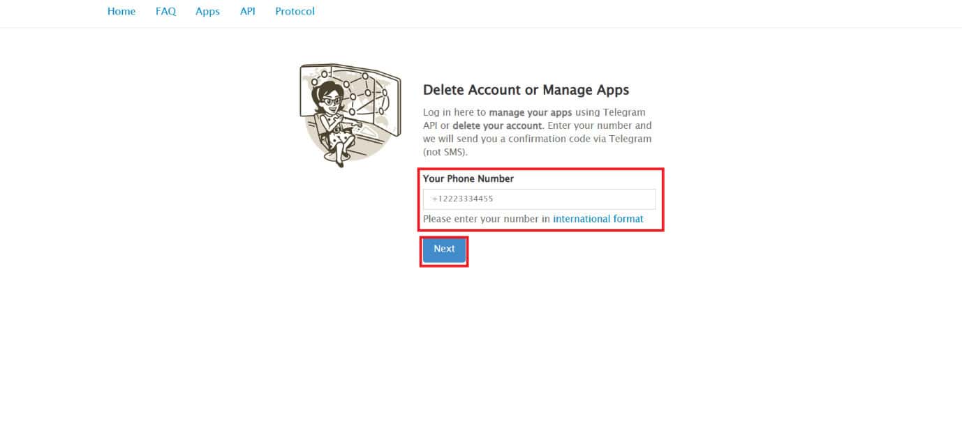 Select Next | How to Deactivate or Delete Telegram Account