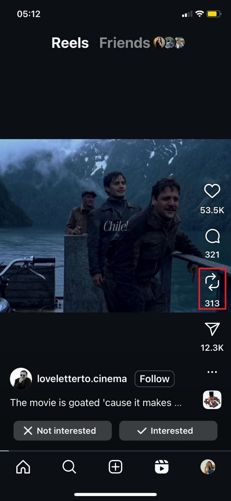 select the repost icon 