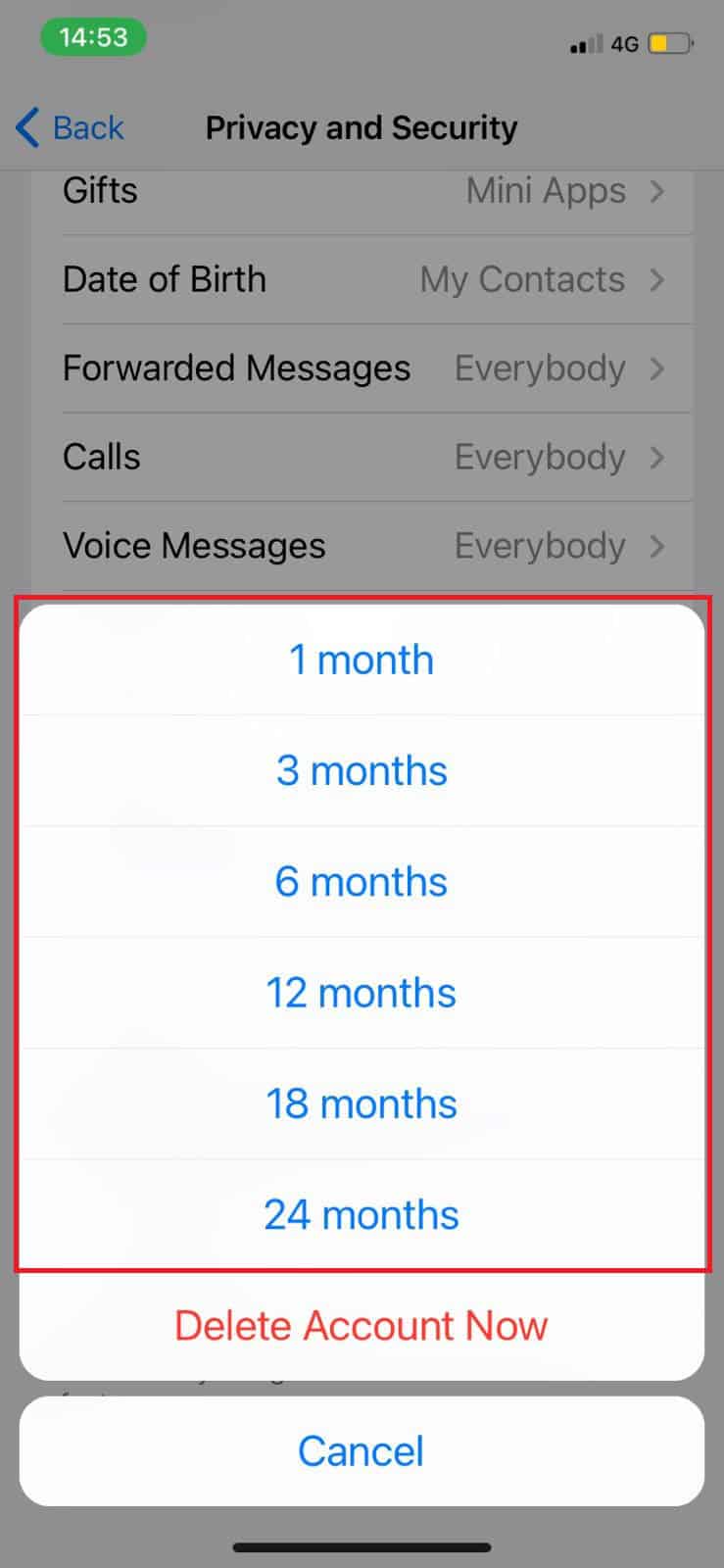 tap on the option 