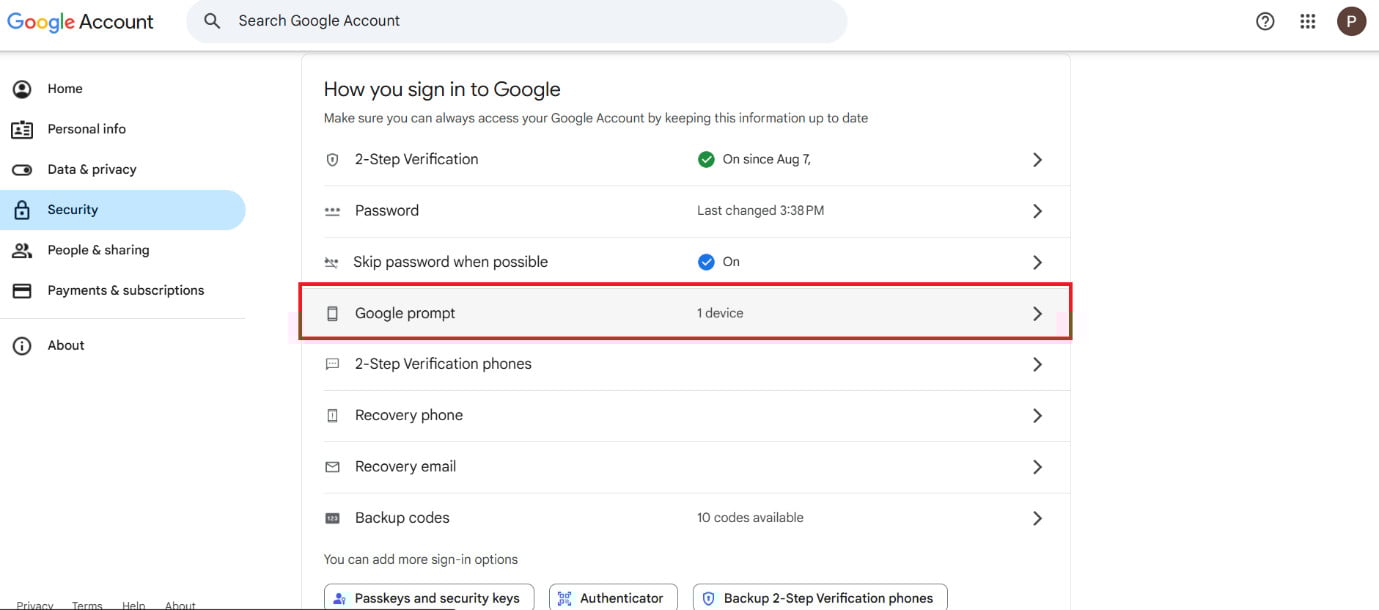 click on Google Prompt | Fix Gmail Keeps Asking for Verification