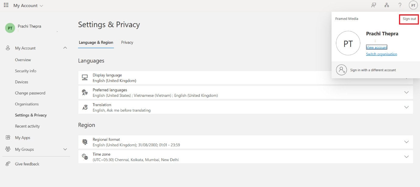 click on Sign Out | How to Turn Off OneDrive on Windows 11