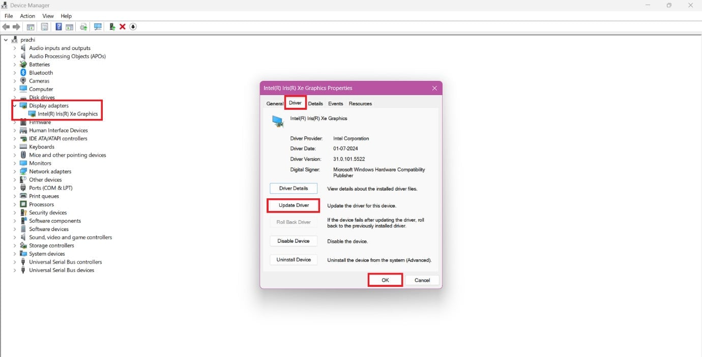 select Update Driver | How to Fix Surface Pro Screen Shaking and Flickering