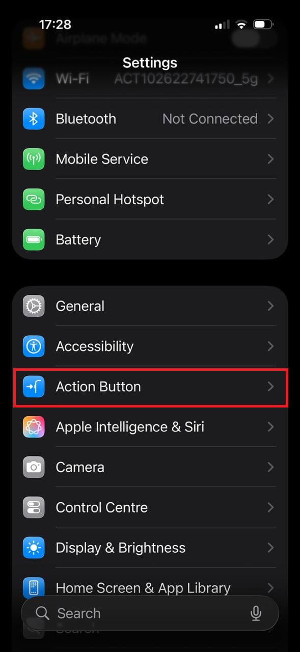 tap on Action Button