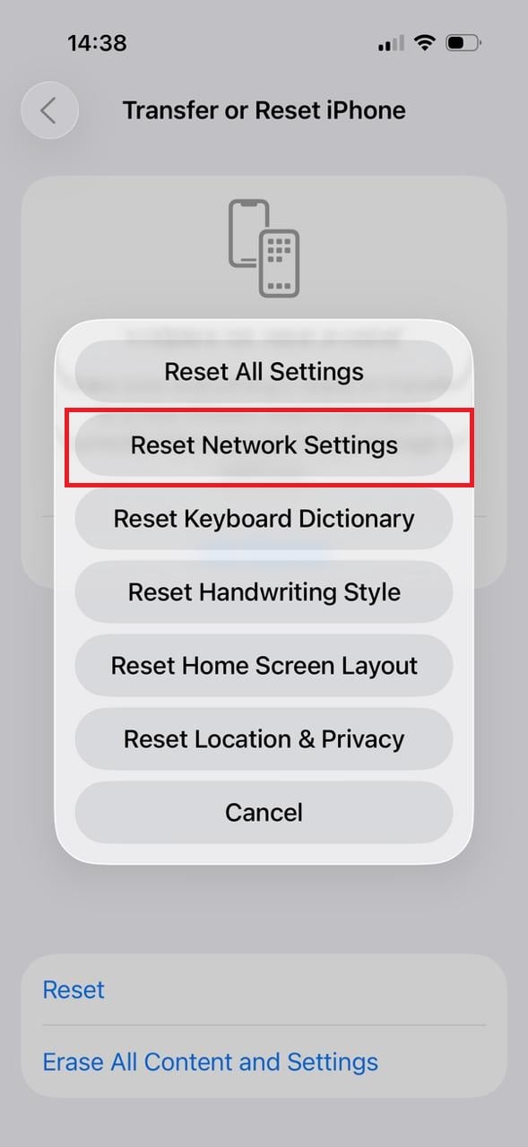 tap on Reset Network Settings | How to Fix SOS Only on an iPhone