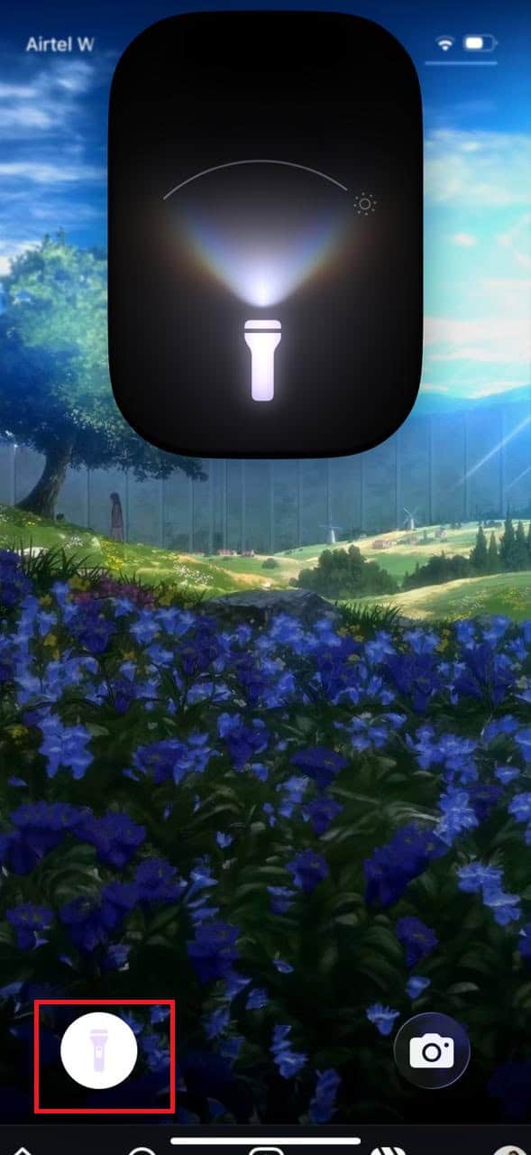 tap on the flashlight icon 