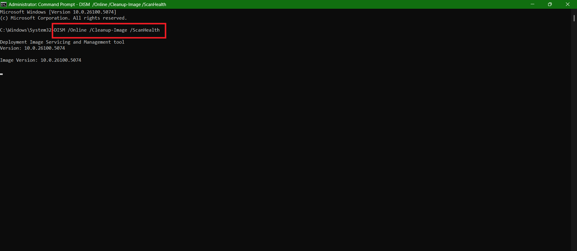 type the command