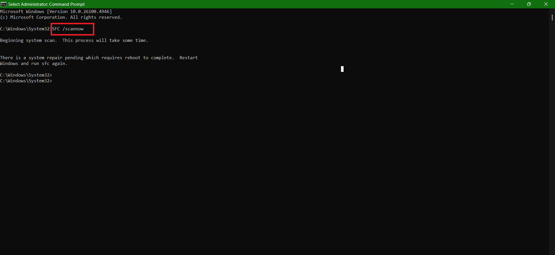 type the command