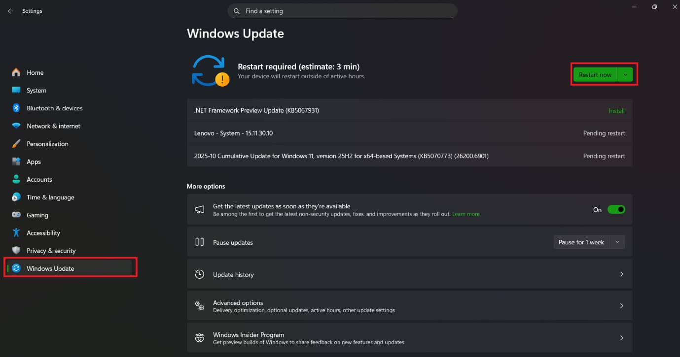 select Restart | Fix an Acer Monitor Showing No Signal Issue