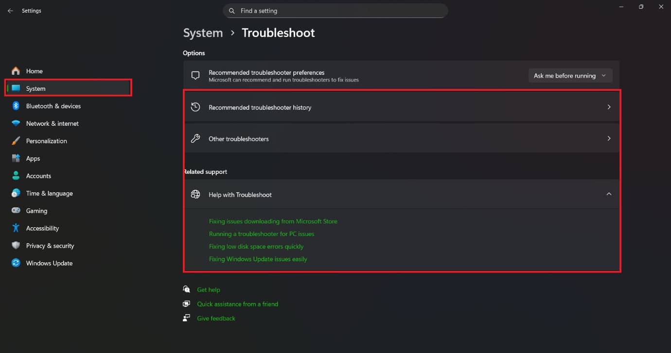 click on any option that is related to your problem