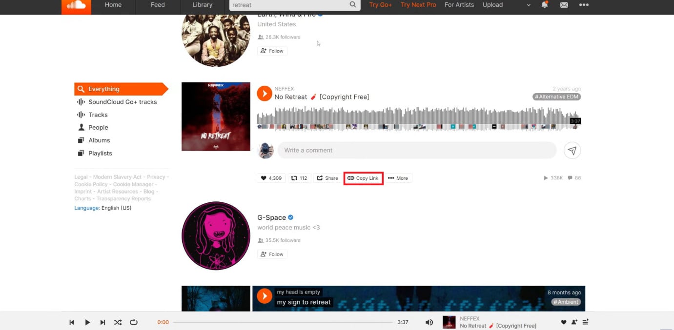 click on Copy Link | How to Download Songs from SoundCloud