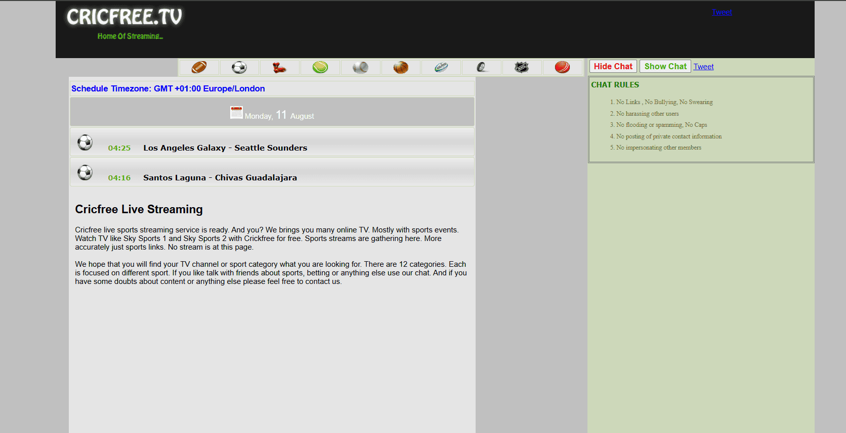 CricFreeTV | Best Crackstreams Alternatives